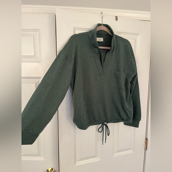 Lou & Grey Collared Cotton Drawstring Sweatshirt - Picture 4 of 7